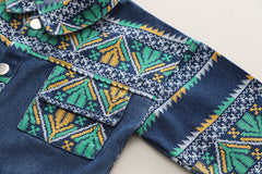 RM231223-7 طقم جينز ولادي 3 قطع ( بلوزة قطنية + جكيت جينز + بنطلون جينز )