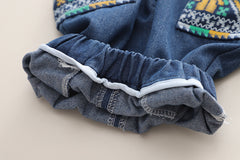 RM231223-7 طقم جينز ولادي 3 قطع ( بلوزة قطنية + جكيت جينز + بنطلون جينز )