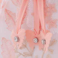 SD-2679G فستان بناتي طبقات مورد ومطرز على الشفون مع دبوس وردة للخصر