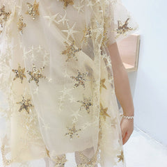 SD-3741G فستان النجوم المذهب بالدانتيل