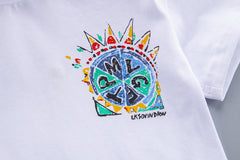 SS-2264B طقم ولادي جينز قطعتين ( بلوزة قطنية + شورت جينز )