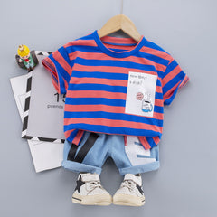 SS-2267B طقم جينز قطعتين ( بلوزة قطنية + شورت جينز )