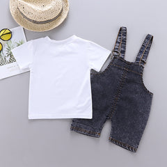 SS-3246B طقم جينز قطعتين ( افرهول جينز شورت + بلوزة قطن)