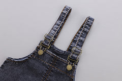 SS-3246B طقم جينز قطعتين ( افرهول جينز شورت + بلوزة قطن)