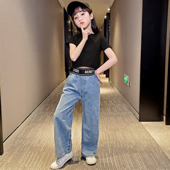 SSP-1300G طقم جينز قطعتين (بلوزة +بنطلون)