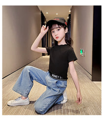 SSP-1300G طقم جينز قطعتين (بلوزة +بنطلون)