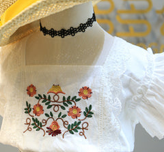 SSP-1441G طقم قطعتين ( بلوزة + شورت جينز ) مزين بالدانتيل