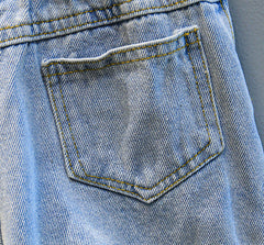 SSP-1441G طقم قطعتين ( بلوزة + شورت جينز ) مزين بالدانتيل