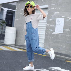 SSP-1639G طقم صيفي (بلوزة قطنية + أفرهول جينز)