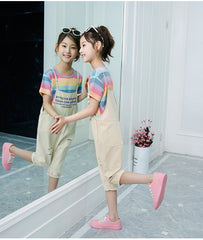 SSP-623G  طقم بناتي قطعتين ( بلوزة قطن + أفرهول كتان ناعم )