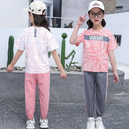 SSP-997G تريننج بناتي ( بلوزة قطنية + بنطلون ستان)