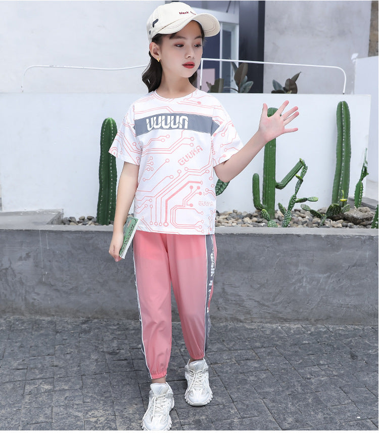 SSP-997G تريننج بناتي ( بلوزة قطنية + بنطلون ستان)