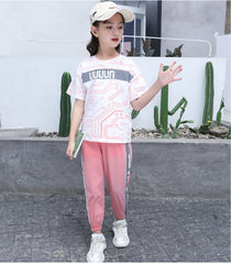 SSP-997G تريننج بناتي ( بلوزة قطنية + بنطلون ستان)