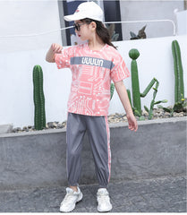 SSP-997G تريننج بناتي ( بلوزة قطنية + بنطلون ستان)