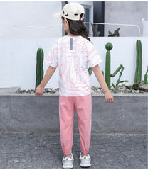 SSP-997G تريننج بناتي ( بلوزة قطنية + بنطلون ستان)