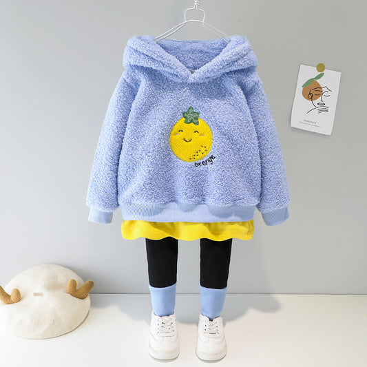 WS-436 طقم بناتي قطعتين شتوي تقيل مبطن فرو بالكامل ( بلوزة + بنطلون )