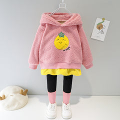 WS-436 طقم بناتي قطعتين شتوي تقيل مبطن فرو بالكامل ( بلوزة + بنطلون )