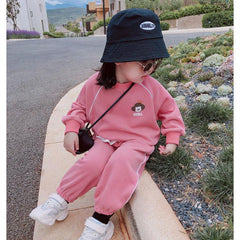 AO0505-02 طقم بناتي سبورت قطني ( بلوزة + بنطلون)