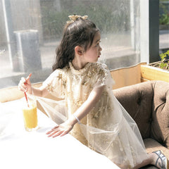 SD-3741G فستان النجوم المذهب بالدانتيل