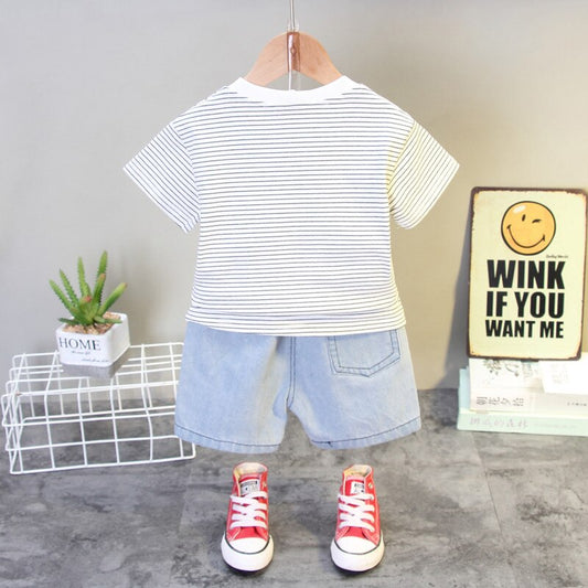 SS-2273B  طقم قطعتين ( بلوزة + شورت جينز )