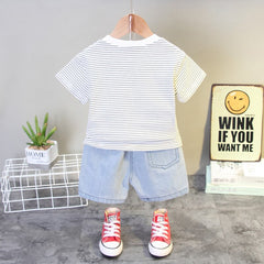 SS-2273B  طقم قطعتين ( بلوزة + شورت جينز )