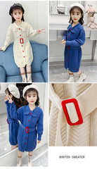 AO0519-61 فستان شتوي بناتي صوف تقيل ناعم ودافي