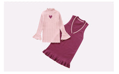 AO0519-53 فستان خريفي شتوي بناتي صوف دافي وناعم قطعتين