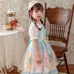 AO0304-47 فستان بناتي لوليتنا طبقات مميز مزين بالشيفون والدانتيل