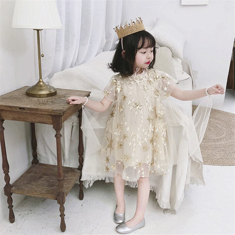 SD-3741G فستان النجوم المذهب بالدانتيل