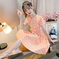 AO0402-16 فستان بناتي صيفي مورد