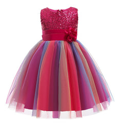 AO0304-14 فستان بناتي طبقات مزين بالترتر لكل المناسبات