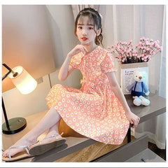 AO0402-16 فستان بناتي صيفي مورد