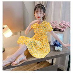 AO0402-16 فستان بناتي صيفي مورد