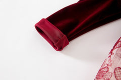 AO0519-75 فستان مخمل تقيل ومزين بالفراشات