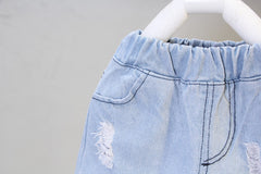 SS-2273B  طقم قطعتين ( بلوزة + شورت جينز )