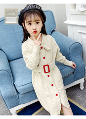 AO0519-61 فستان شتوي بناتي صوف تقيل ناعم ودافي