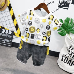 AO0304-69 طقم جينز مميز قطعتين ( بلوزة قطنية + شورت جينز ناعم )