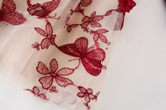 AO0519-75 فستان مخمل تقيل ومزين بالفراشات