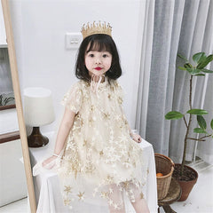 SD-3741G فستان النجوم المذهب بالدانتيل