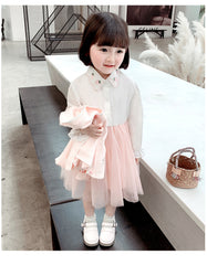 AO0519-125 فستان بناتي كم مع جكيت صوف مطرز