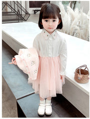 AO0519-125 فستان بناتي كم مع جكيت صوف مطرز