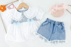 AO0402-07 طقم بناتي ( قميص + بنطلون شورت)