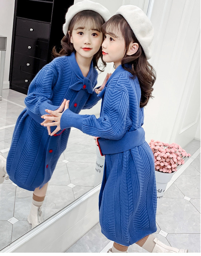 AO0519-61 فستان شتوي بناتي صوف تقيل ناعم ودافي