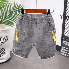 AO0304-69 طقم جينز مميز قطعتين ( بلوزة قطنية + شورت جينز ناعم )