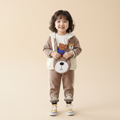 طقم ولادي قطن تقيل خريفي ربيعي 4 قطع ( جكيت + بلوزة + بنطلون + شنتة )SSN040924-39