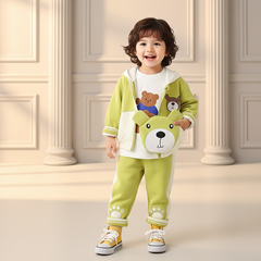 طقم ولادي قطن تقيل خريفي ربيعي 4 قطع ( جكيت + بلوزة + بنطلون + شنتة )SSN040924-39