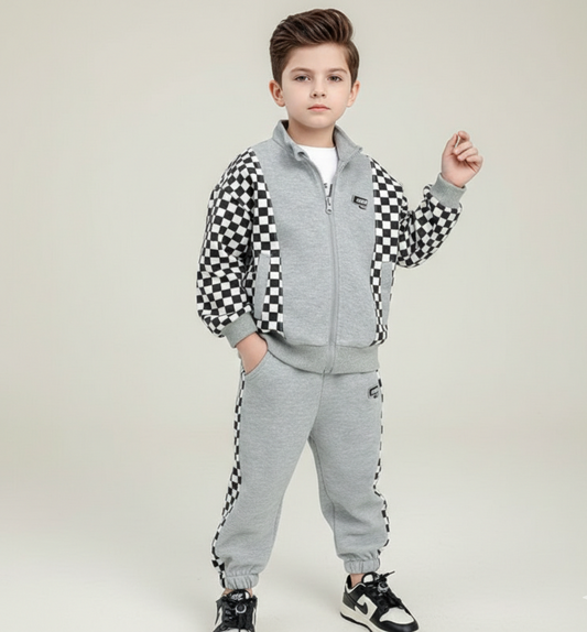 بدلة رياضية شطرنج قطنية مميزة تتكون من قطعتين ( جكيت + بنطلون) RM1227-45