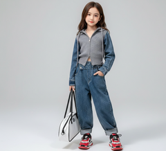 RM171223-26 طقم بناتي قطعتين خريفي شتوي ( جكيت + بنطلون جينز )