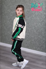 HBC040924-10 طقم بناتي شتوي مبطن فرو قطعتين ( جكيت + بنطلون)