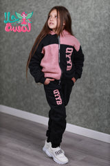 HBC040924-5 طقم بناتي شتوي تقيل مبطن فرو قطعتين ( جكيت + بنطلون)